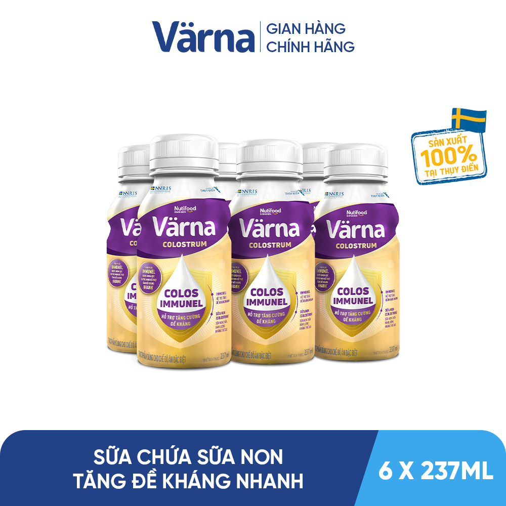 Lốc 6 chai sữa non Colostrum Varna pha sẵn (6 chai x 237ml) - Sữa Cho Người Già Tăng Cường Đề Kháng