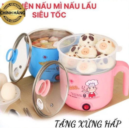 [HCM](LOẠI TỐT) TẶNG KÈM KHAY HẤP - CA NẤU MÌ KIÊM NỒI LẨU MINI - CA NẤU MÌ VỚI THIẾT KẾ SANG TRỌNG CHUẨN HÀNG XUẤT NHẬT - CHỐNG DÍNH KHÔNG GỈ CAO CẤP - CA NẤU MÌ SIÊU TỐC NỒI LẨU ĐIỆN MINI ĐA NĂNG
