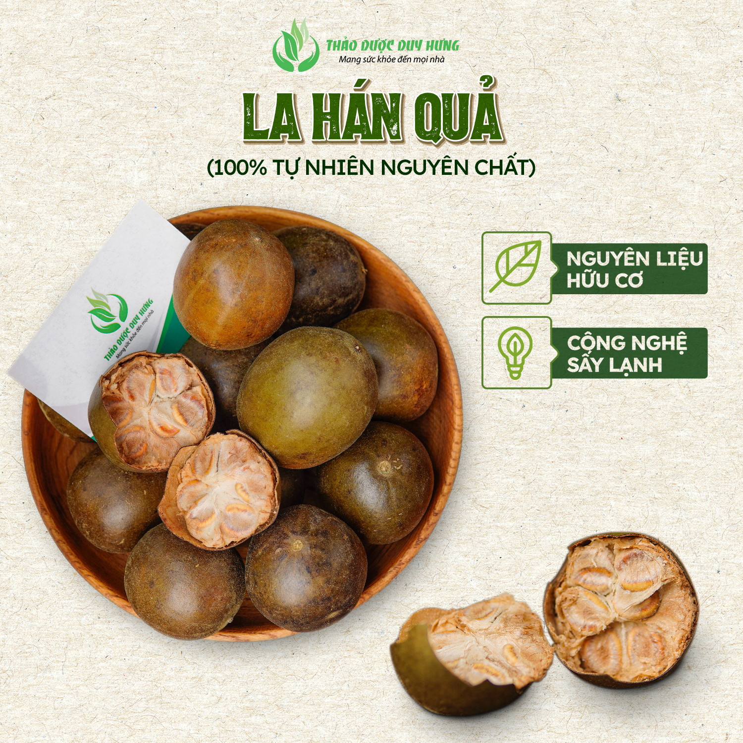 Trà la hán quả khô nguyên trái - trà la hán ngọt thơm thanh nhiệt hàng loại 1 - thảo dược duy hưng