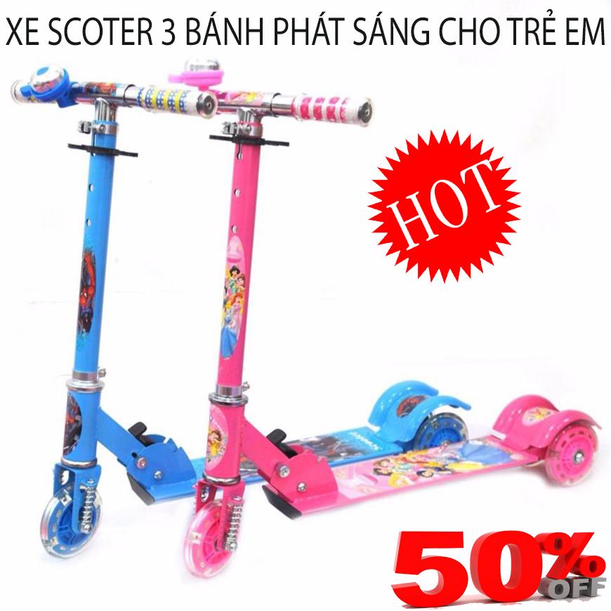Xe trượt Scoter trẻ em GIÁ RẺ,Xe trượt scoter 3 bánh có phát sáng,Xe trượt scooter gấp gọn cao cấp dáng thể thao,Thiết Kế Phanh Hãm Phía Sau An Toàn - BẢO HÀNH UY TÍN TOÀN QUỐC