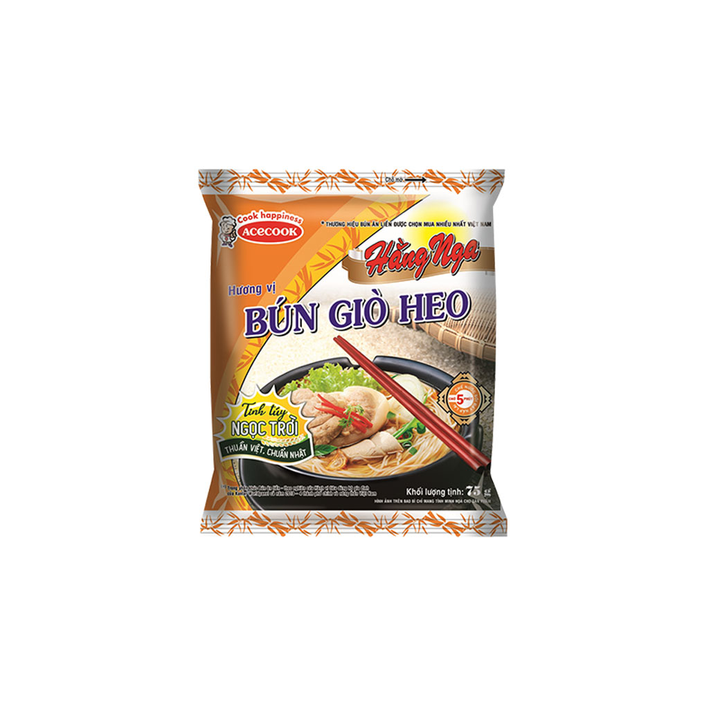 Thùng 30 gói bún giò heo Hằng Nga 75g