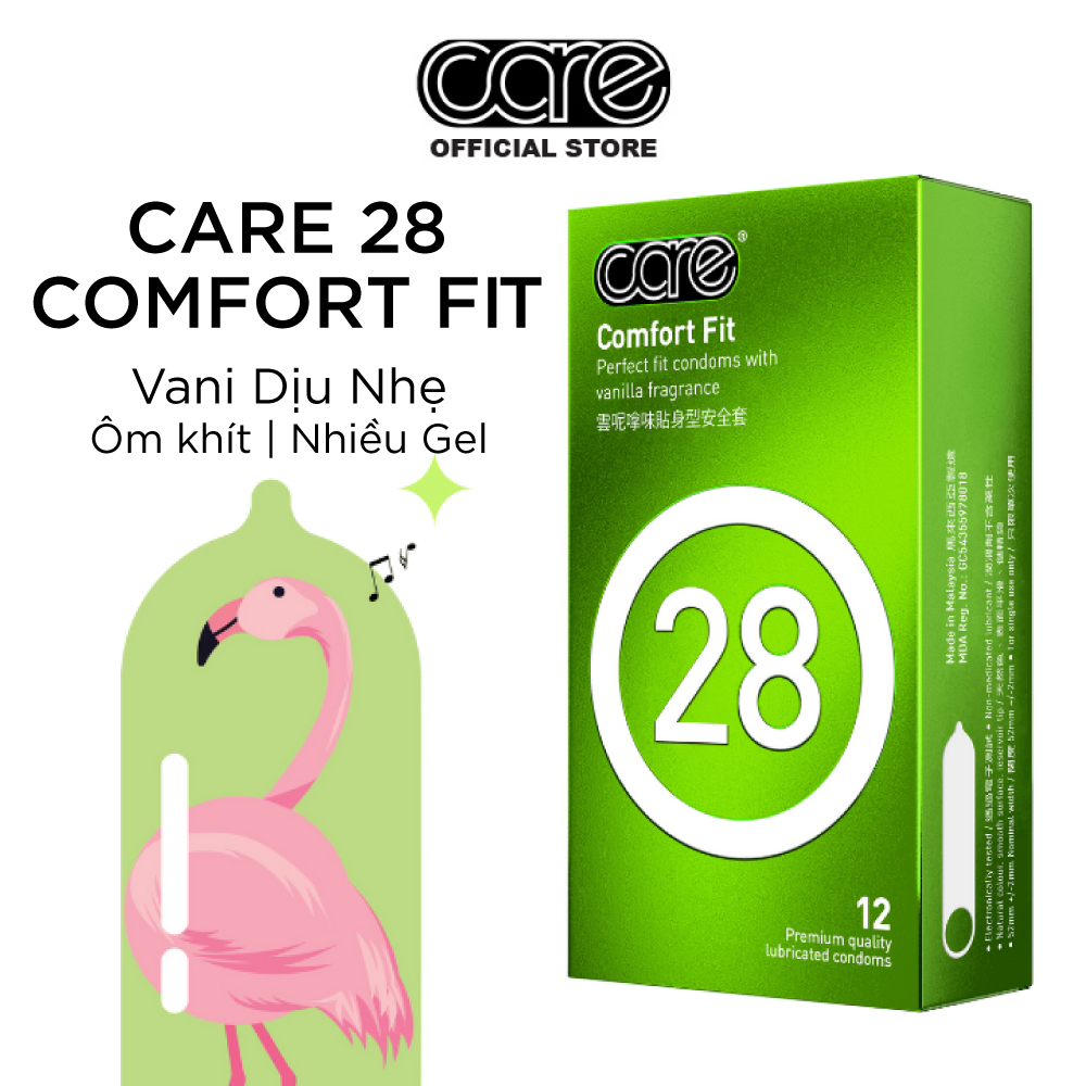 Condom care 28 thin slippery traditional, enhance gel, vanilla flavor helps to prolong-box 12 BCS