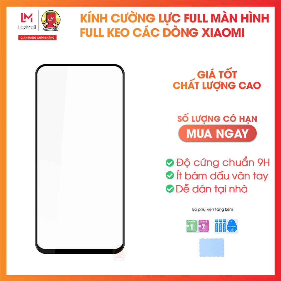 Miếng dán kính cường lực Xiaomi Mi 11 Lite Redmi K40 K40 Pro K30 Full Màn Hình Full Keo Độ Cứng 9H Kèm Phụ Kiện Dán