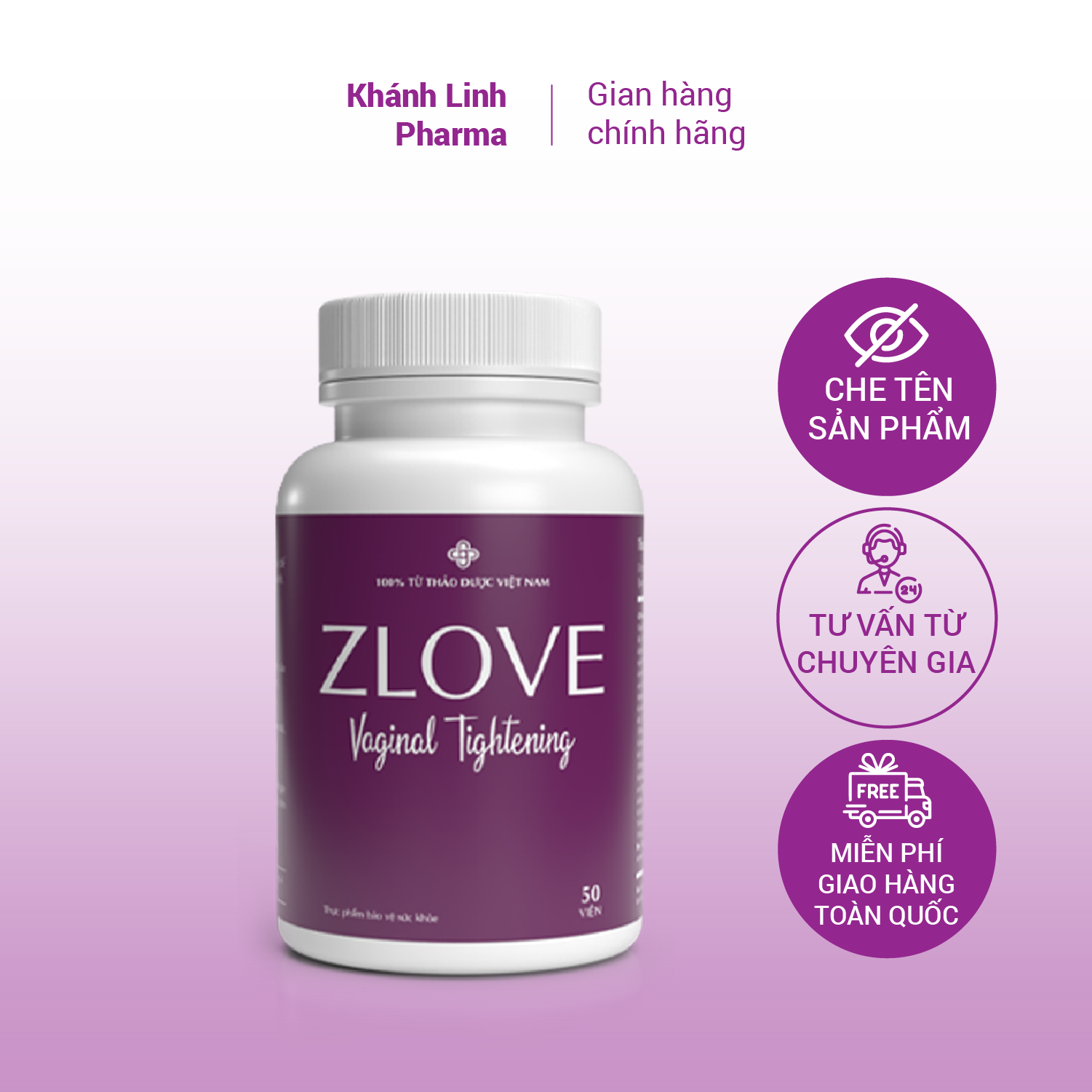 ZLV- Bộ 2 hộp Zlove - Viên uống Se khít vùng kín và tăng cường sinh lý nữ từ thảo dược ( Hộp 50 viên)