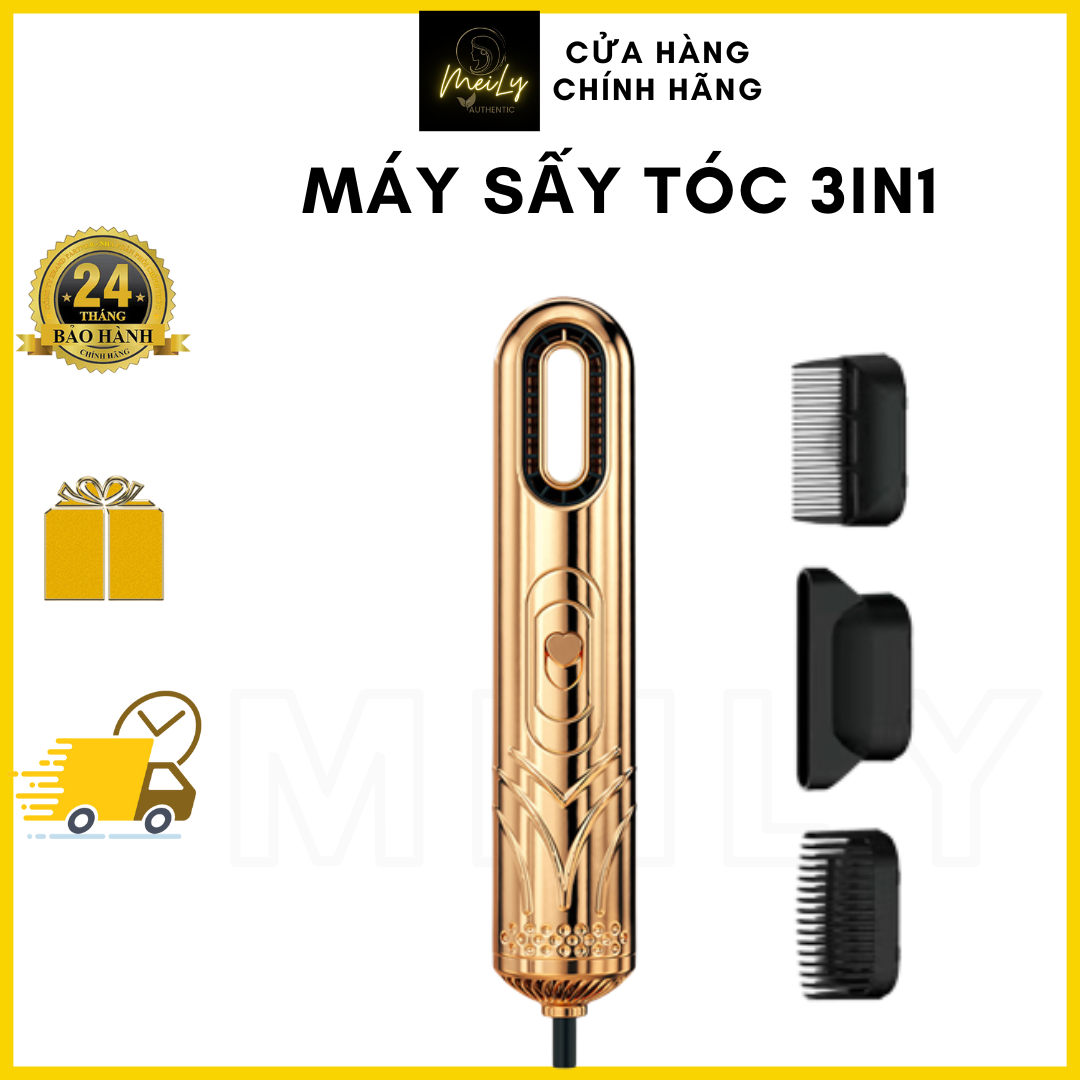Máy sấy tóc cao cấp công suất lớn MEILY đa năng 3 đầu sấy tạo kiểu tóc đẹp có thể uốn tóc tạo kiểu làm phồng Duỗi tóc ép tóc uốn quăn