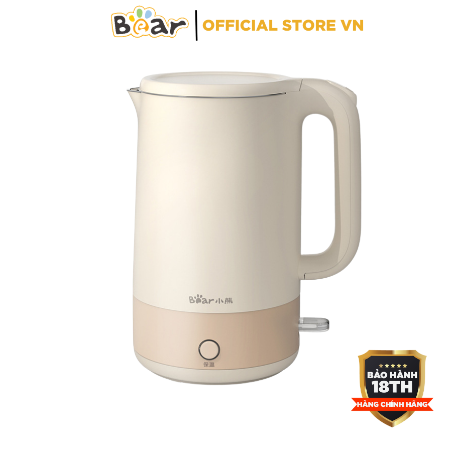 Ấm siêu tốc 1.7l bear zdh-q17h5 - 1800w - đun nước sôi nhanh, có chức năng giữ ấm, chất liệu inox 304, bảo hành 18 tháng