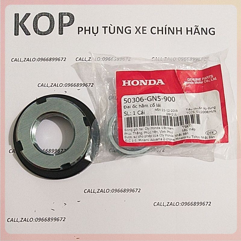 Bộ đai ốc hãm cổ lái xe dream wave , chính hãng honda