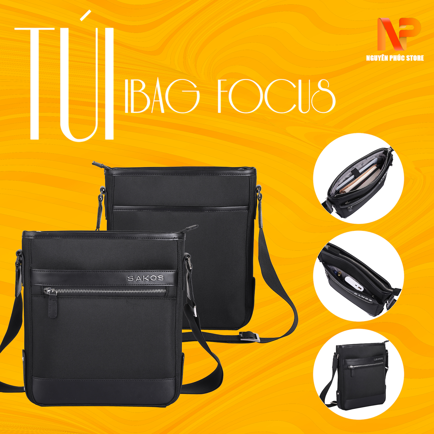 Túi Đeo Chéo Nam Nữ Unisex Chống Nước - Đựng Được Ipad Pro 11 Inch -Túi Ipad Focus – Ngăn Chứa rộng rãi – Bên Bỉ,Chắc Chắn - Chính Hãng Sakos