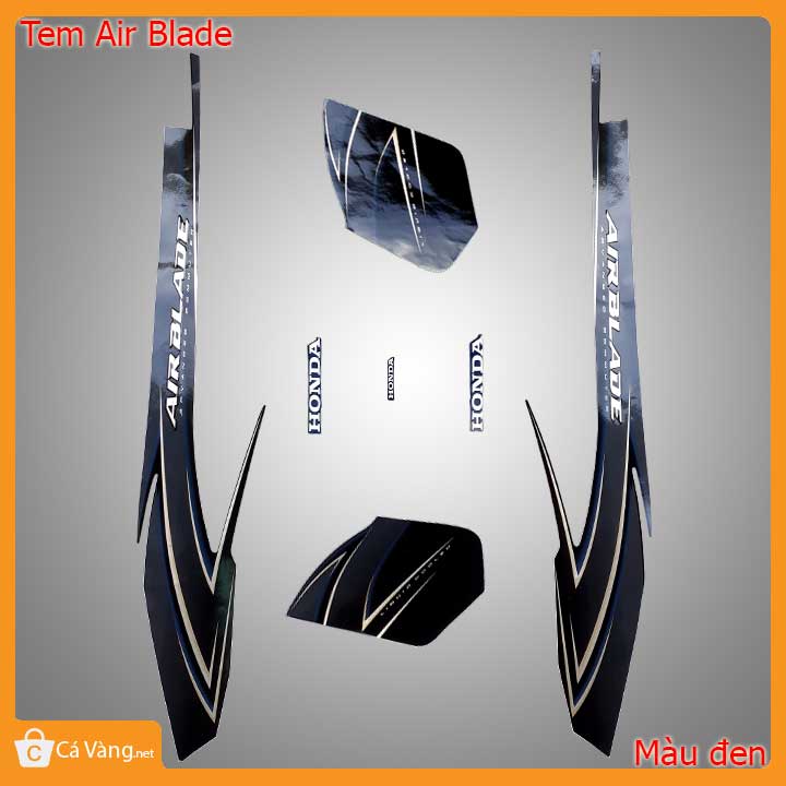 Tem xe máy Air Blade loại 3 Lớp - màu ĐEN có logo chữ nổi
