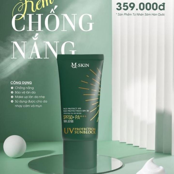  Kem chống nắng MQ SKIN UV PROTECTION SUNBOLCK dưỡng da make up nâng tone 50g SPF 50+ PA+++ 