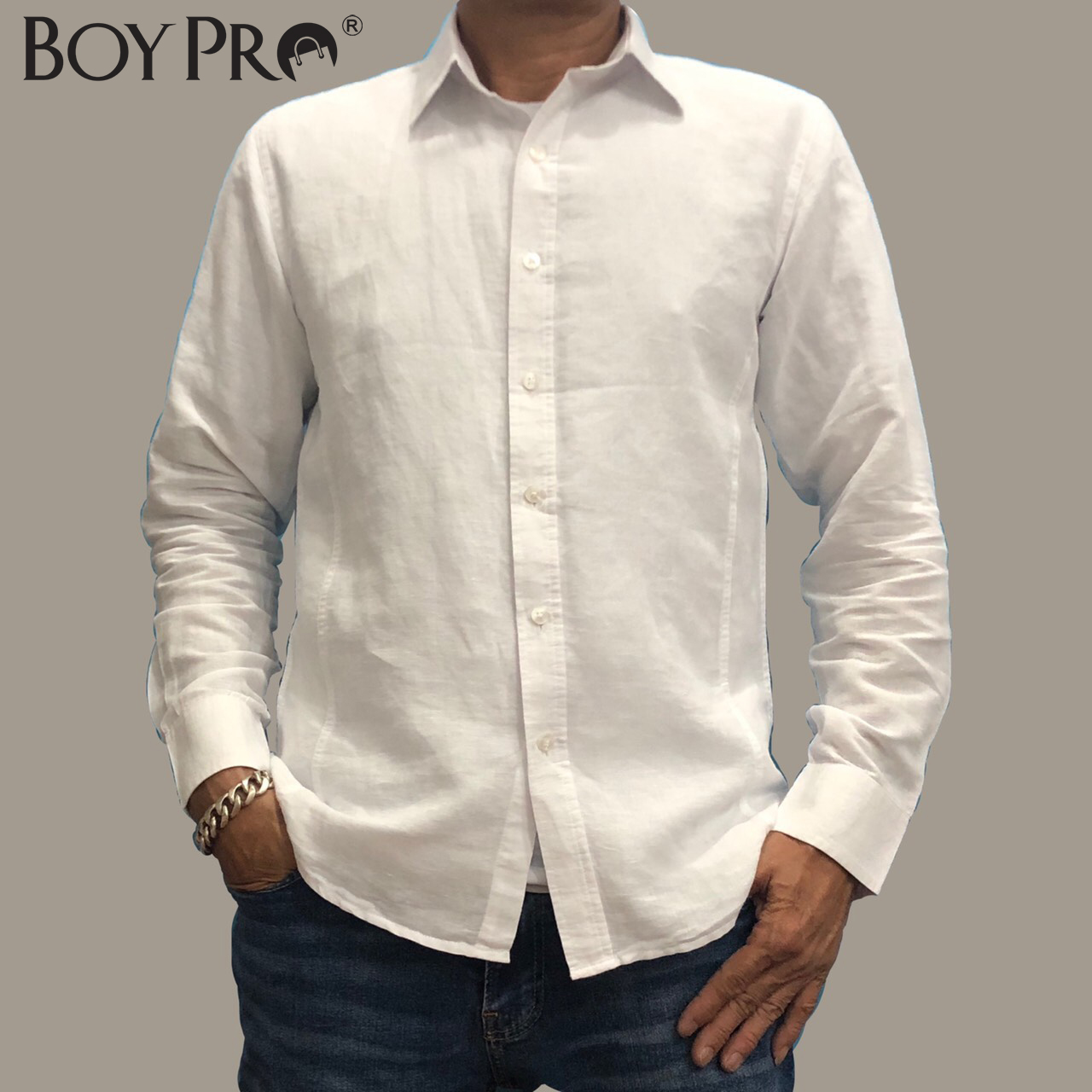 [MUA 2 GIAM 10K 3 GIAM 25K] Áo Linen Cổ bẻ Tay dài Màu trắng LN011