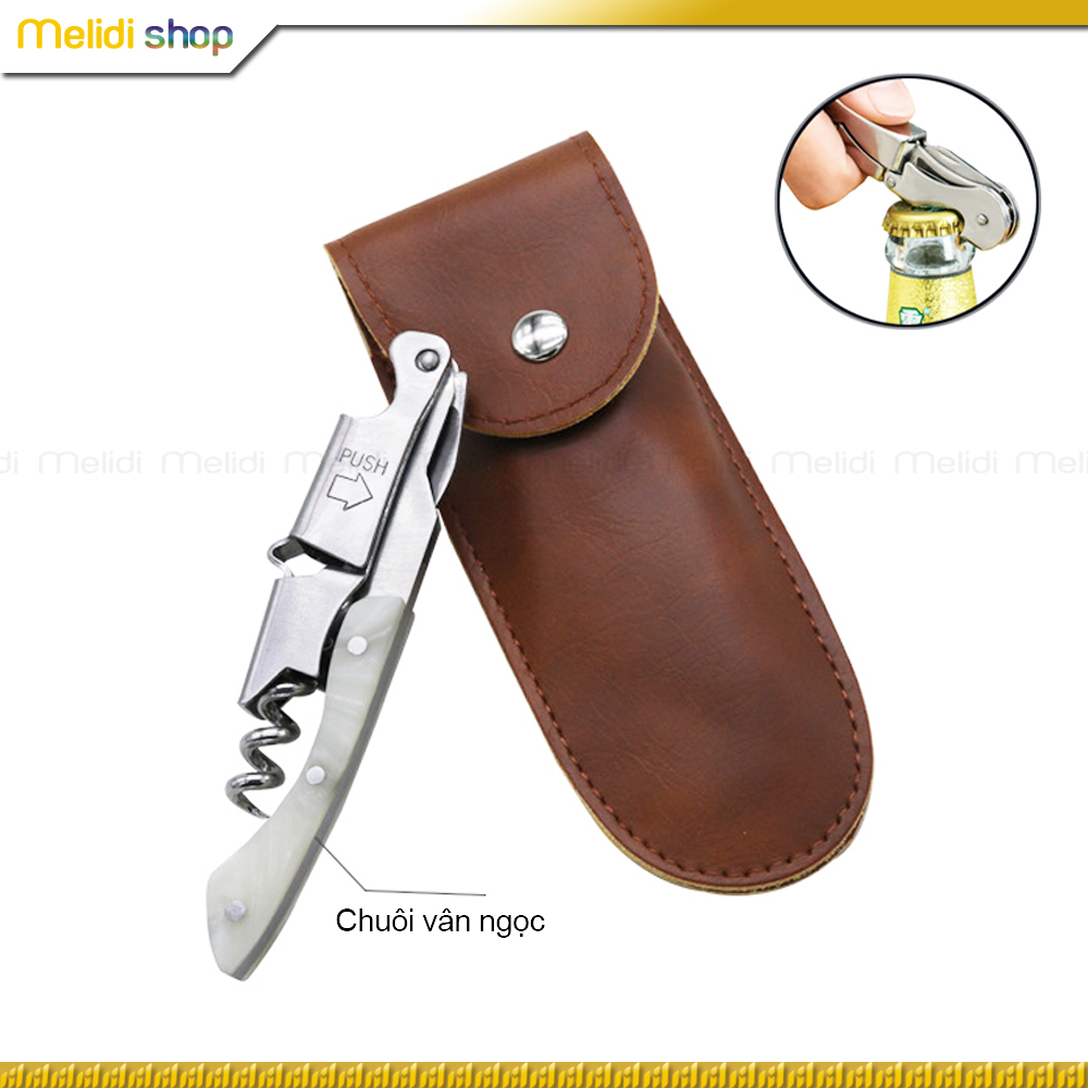 Khui rượu vang, sâm panh, mở nắp đa năng thép siêu bền, cán ngọc siêu đẹp, legan kp5