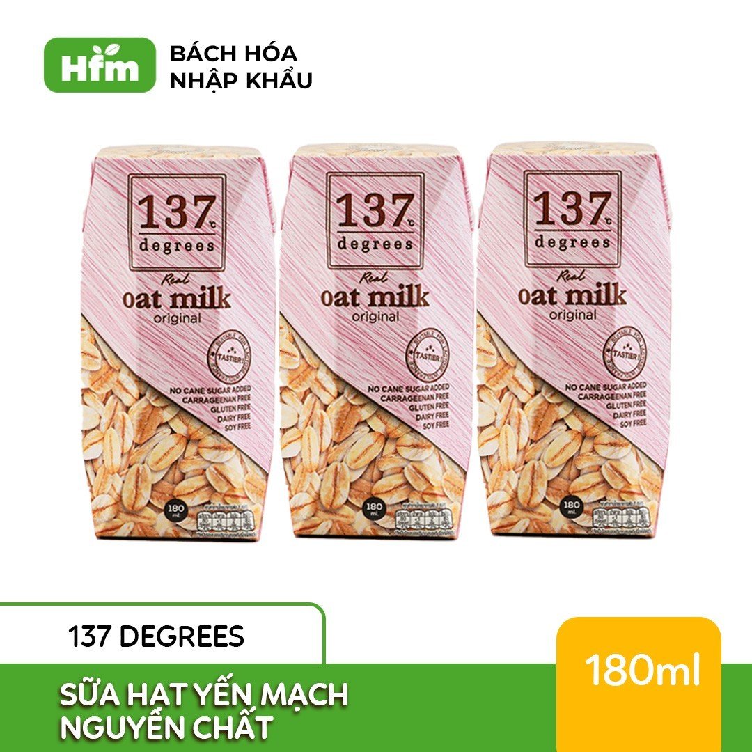 [LỐC 180ML] Sữa Hạt Yến Mạch Nguyên Chất Có Vị Ngọt Tự Nhiên Từ Mật Hoa Dừa 137 DEGREES 180ml, 99% từ hạt tươi, healthy dinh dưỡng
