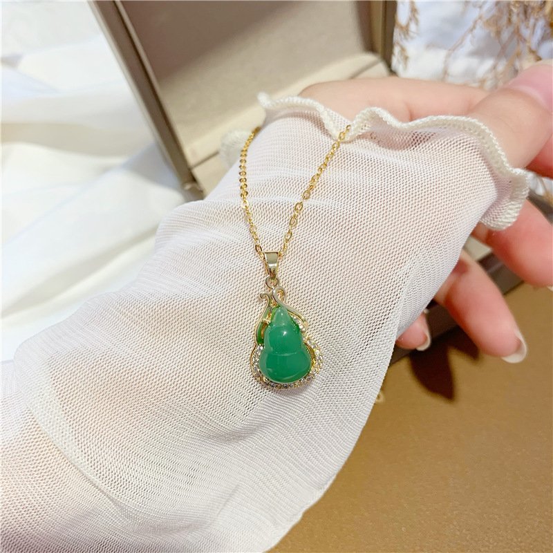Dây chuyền nữ mặt hồ lô, dây chuyền mạ vàng 18k cao cấp cầu may mắn, bình an, hạnh phúc