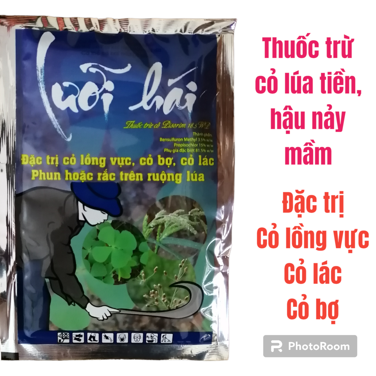 Combo 3 gói Thuốc trừ cỏ lúa cấy và lúa sạ từ 1 đến 10 ngày sau cấy, sạ gói 15gr