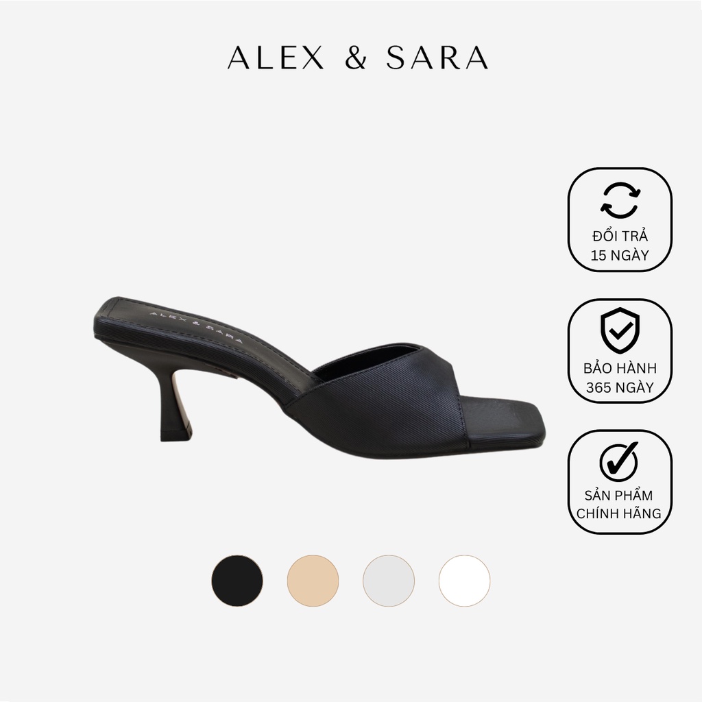 Dép mule nữ cao gót 5cm mũi vuông quai ngang ôm chân Ophelia thiết kế tối giản, thanh lịch ALEX & SA
