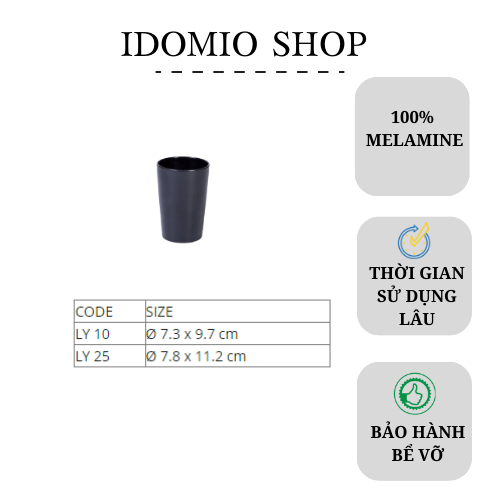 Ly Nhựa Melamie Đen Bóng