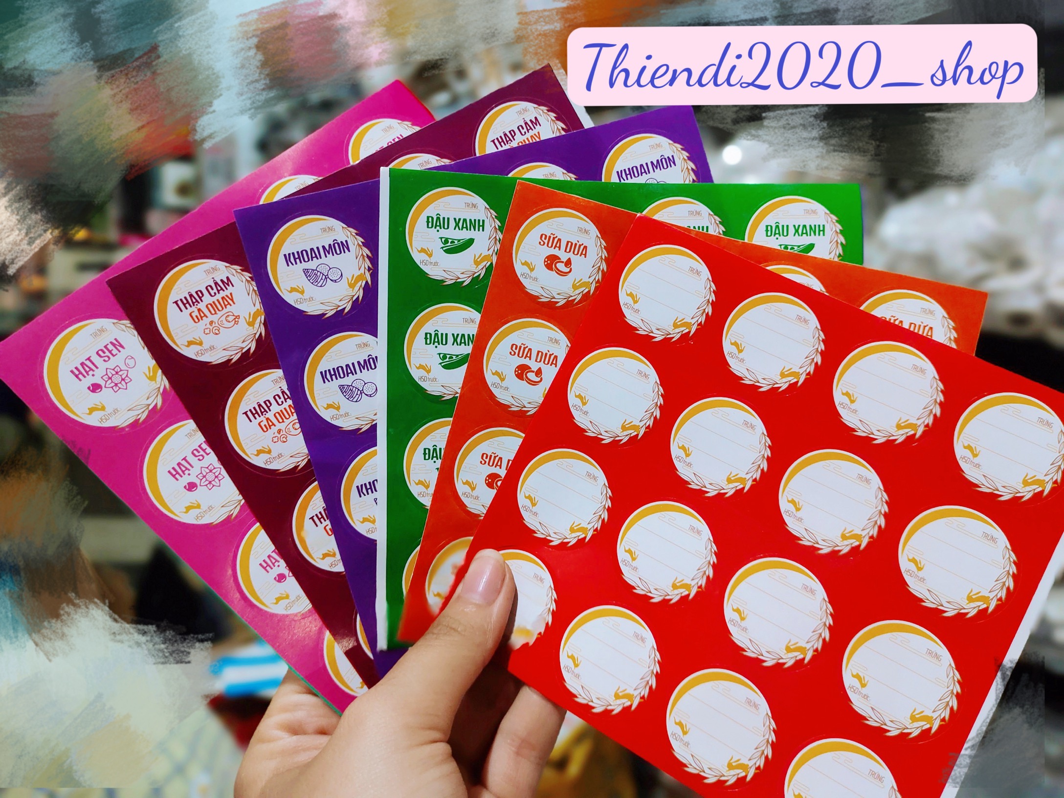 TD_160TEM/ 10TỜ Tem dán hộp bánh trung thu_size : 3cm*3cm ( SIÊU RẺ )