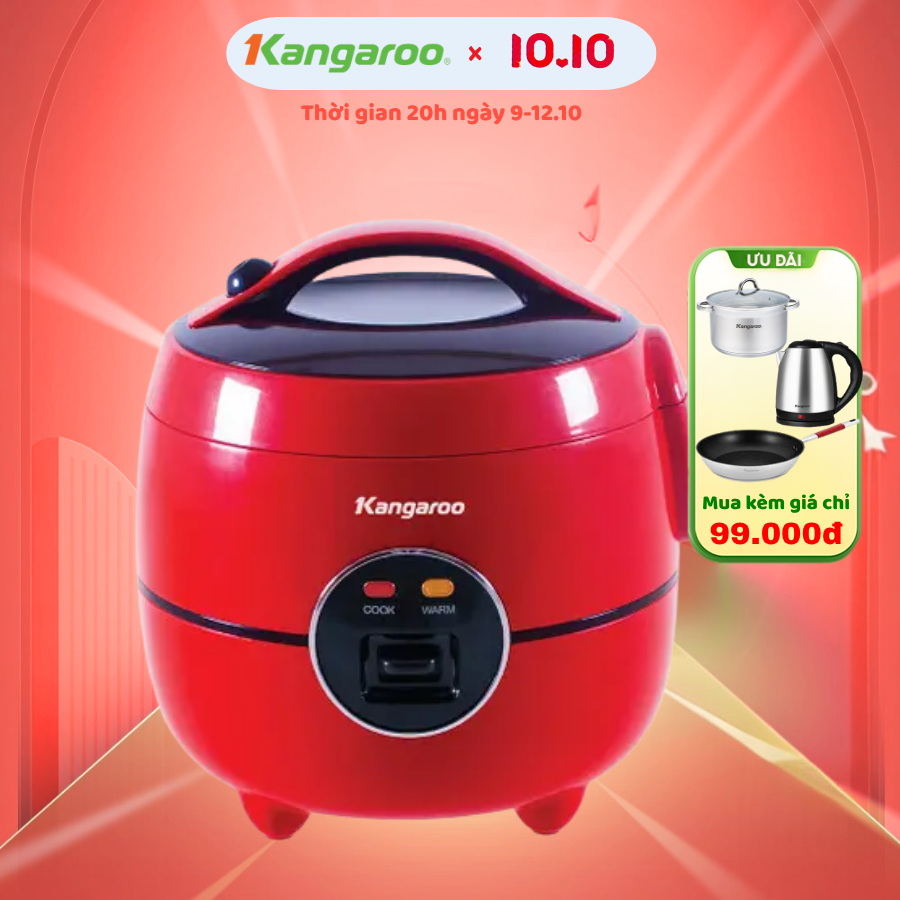 [BH 1 Năm] Nồi cơm điện Kangaroo KG822 nắp gài - Dung tích 1.2 Lít -  Công nghệ nấu 3D loại cơ - Hàng chính hãng