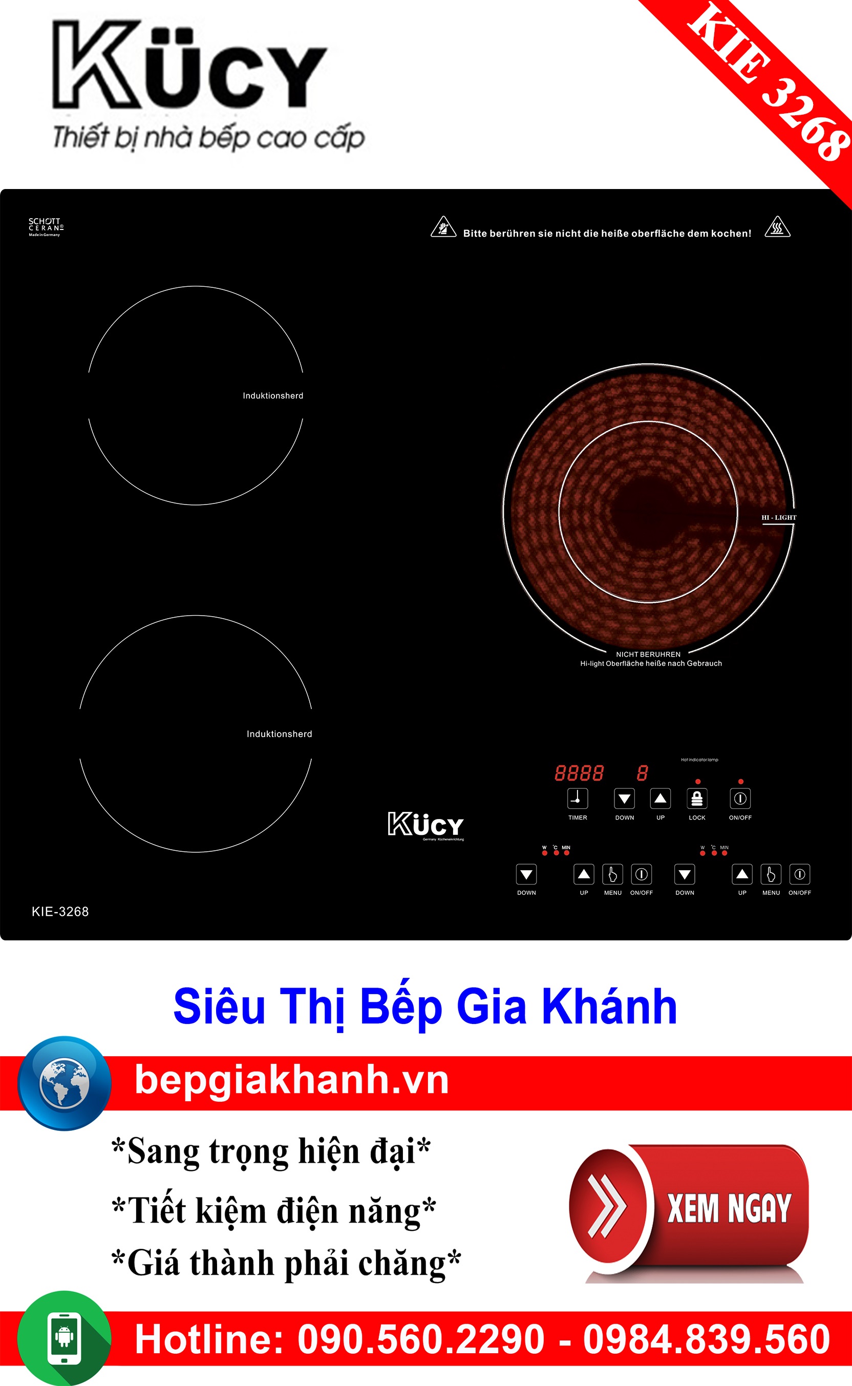 [HCM]Bếp từ kết hợp hồng ngoại Kucy KIE 3268, bếp từ, bếp điện từ, bếp từ đôi, bếp điện từ đôi, bếp từ giá rẻ, bếp điện từ giá rẻ, bếp từ đơn, bep tu don, bep tu