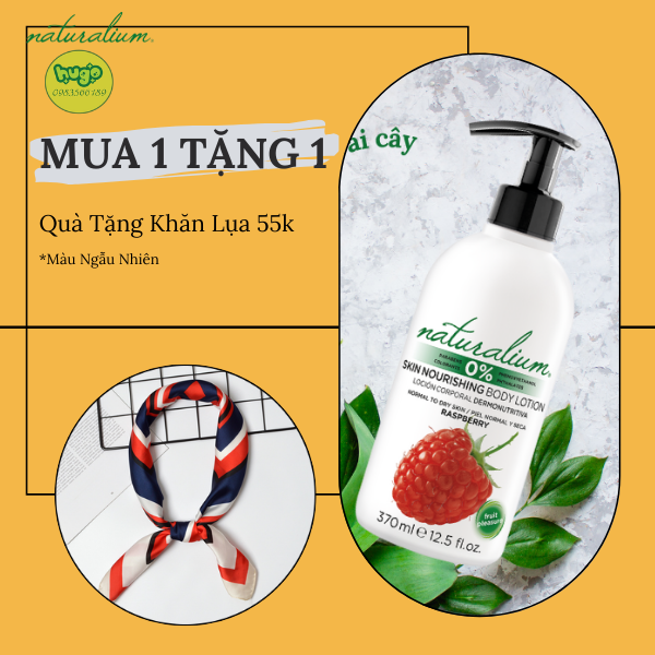 Sữa dưỡng thể naturalium body lotion hương phúc bồn tử làm sáng da xuất xứ tây ban nha 370ml hugo shop