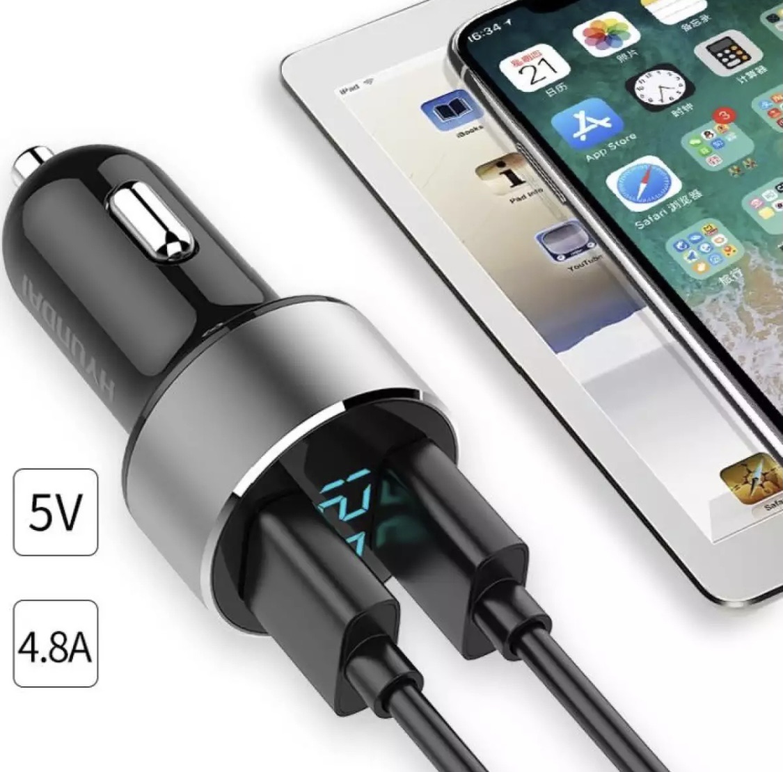 [HCM]Tẩu sạc trên ôtô  xe hơi cao cấp Huyndai 36C điện áp ra 3.1A