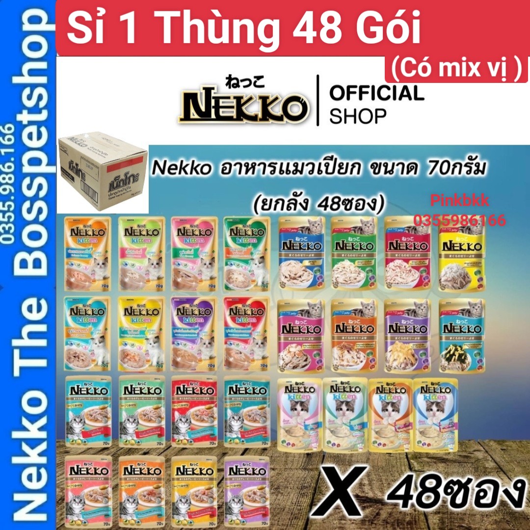 Sỉ 1 thùng pate mèo nekko nội địa thái lan có mix vị