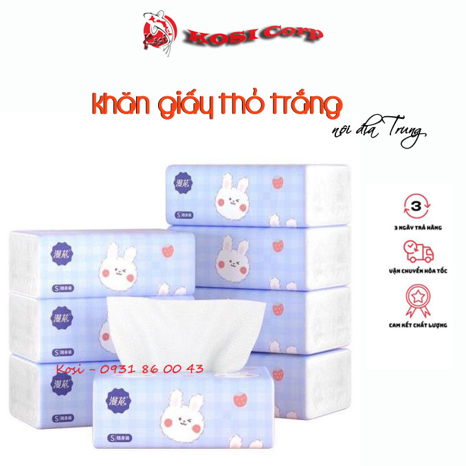 Giấy ăn, khăn giấy thỏ trắng nội địa Trung siêu mềm mại, siêu dai