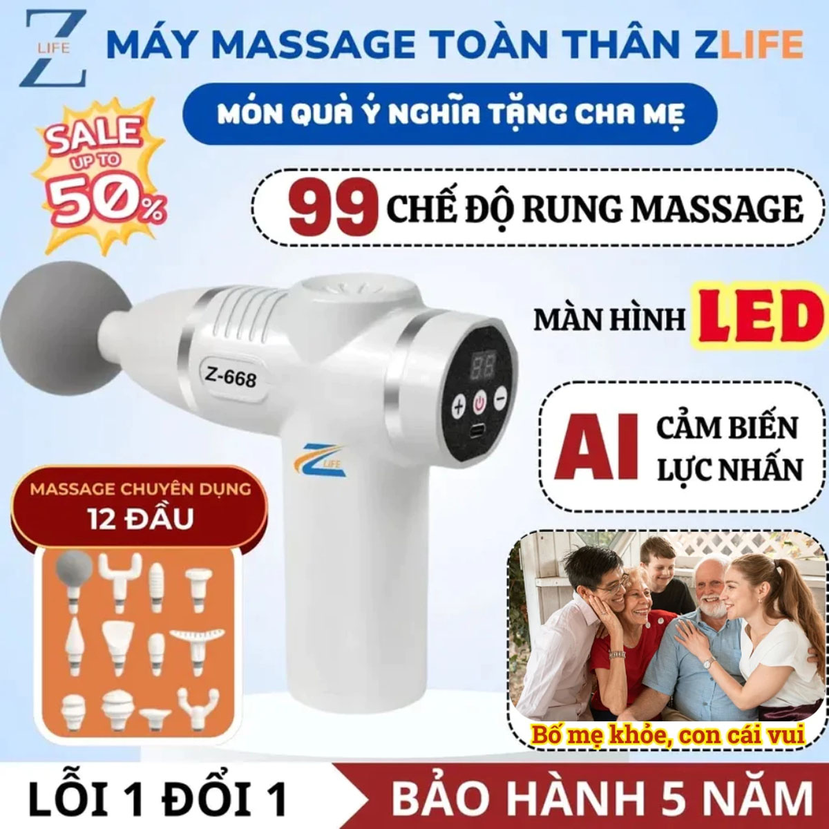 Máy Massage Cầm Tay Mini Z668 Máy Matxa Cổ Vai Gáy Súng Massage Toàn Thân Có 12 Đầu Chuyên Dụng 99 Cấp Độ Màn Hình LED Giảm Đau Nhức Thư Giãn Toàn Thân