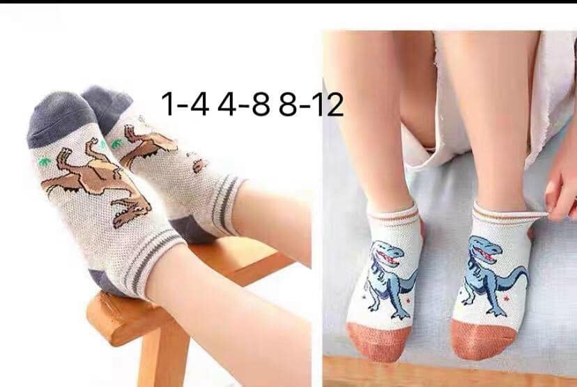 Combo 10 đôi tất họa tiết khủng long cho bé từ 2 đến 12 tuổi