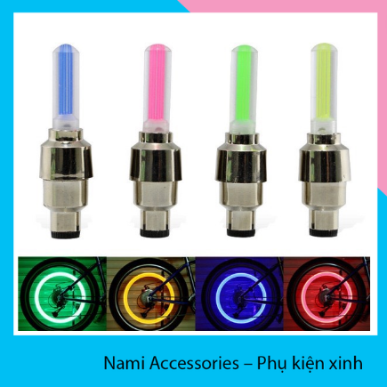 Bộ 2 đèn LED gắn van bánh xe đạp, xe máy,oto