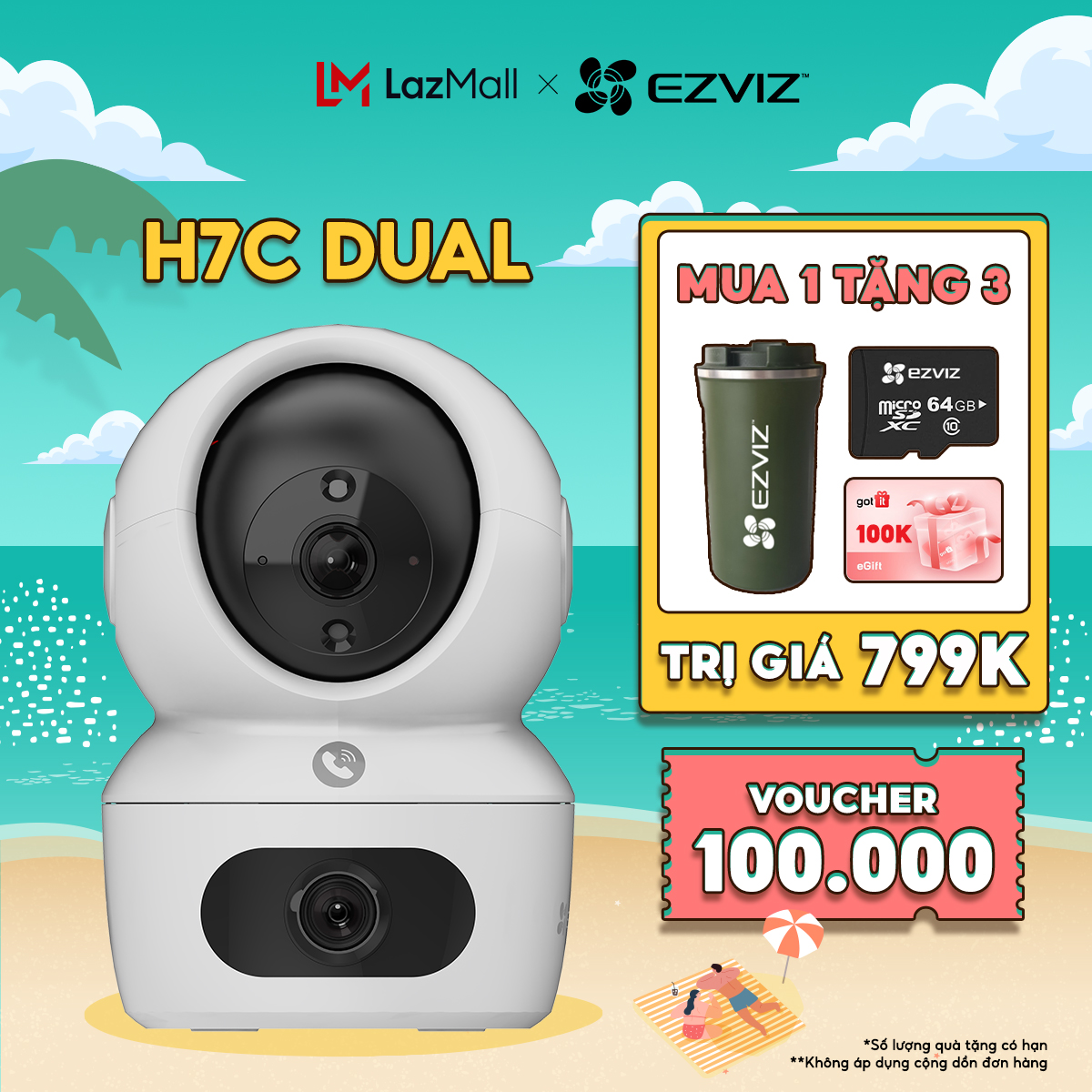 Camera Wifi 2 Mắt Trong Nhà EZVIZ H7C 8MP Dual Lens 4MP 4MP Color Xoay 360 Độ Đàm Thoại 2 Chiều Theo Dõi Chuyển ĐộngBảo Hành 24 Tháng