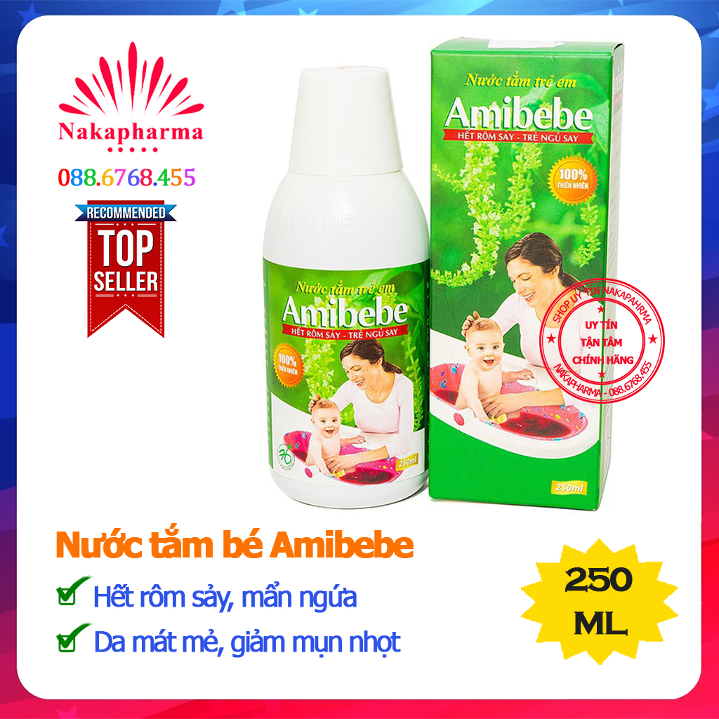 ✅ AMIBEBE - Nước tắm thảo dược giảm rôm sảy, mẩn ngứa, hăm da, hăm tã cho bé