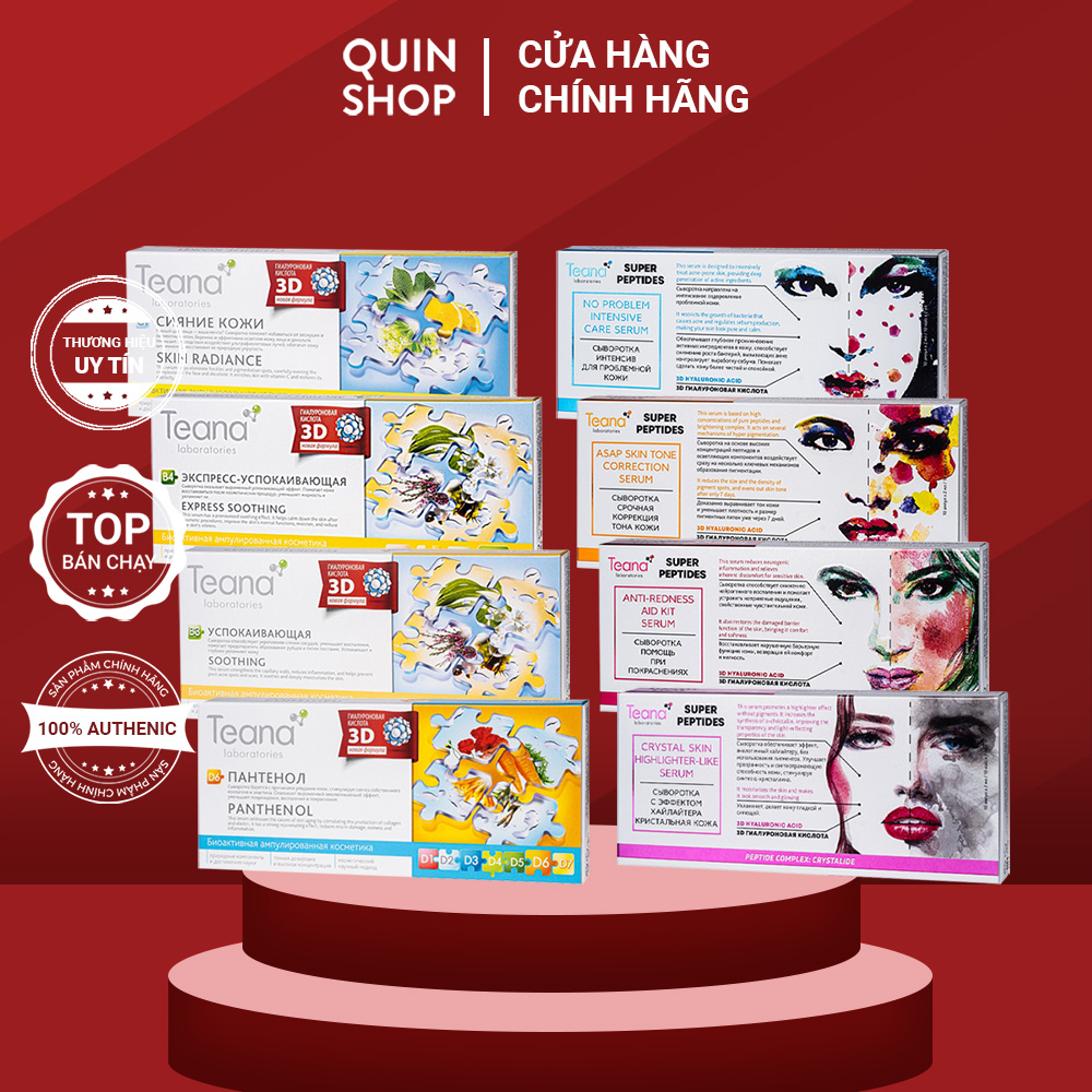 Tinh Chất Sáng Da, Giảm Mụn, Chống Lão Hóa Teana B3, B4, C1, D6, Super Peptides No Problem, ASAP, Anti Redness Serum