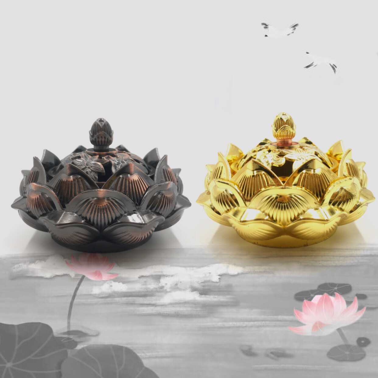Lư xông trầm hình hoa sen - xtbs