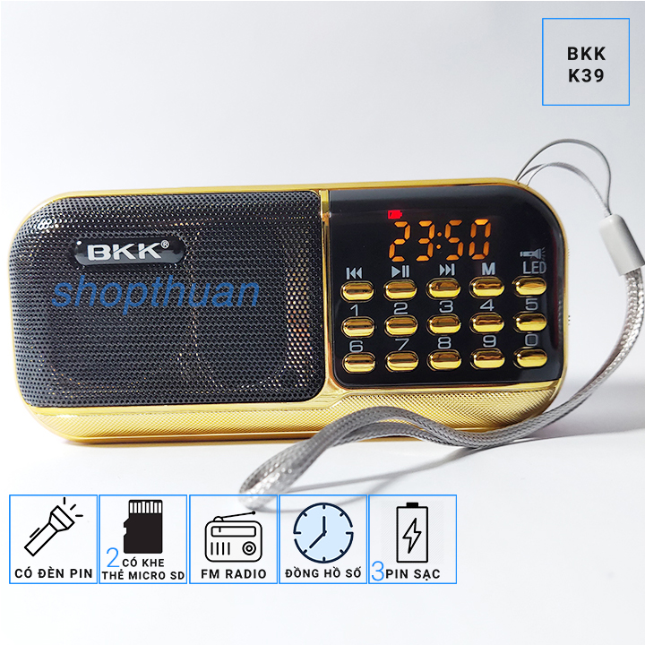 [HCM]Loa BKK K39 -  3 Pin2 Khe Cắm Thẻ Nhớ Có Đèn Pin - Nghe Thẻ Nhớ FM Radio