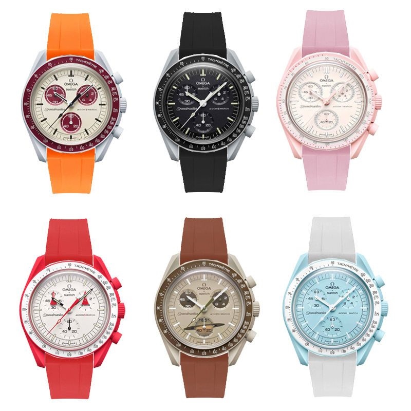 Thích hợp cho đồng hồ Swatch đồng thương hiệu Omega với dây đeo loạt hành tinh OMEGA SWATCH hình vòng cung cao su
