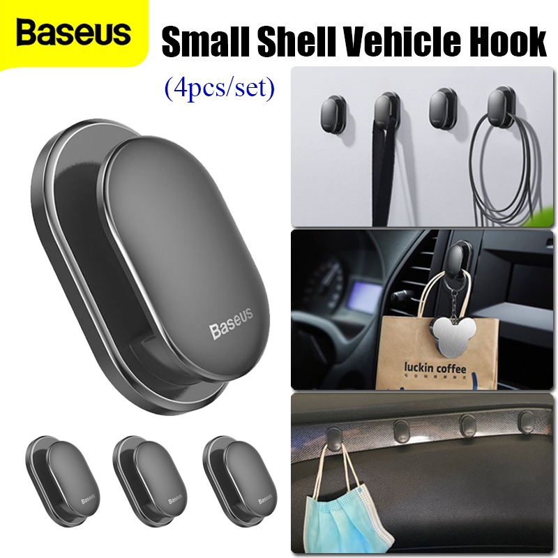 Baseus móc vỏ nhỏ, 4 cái giá treo cáp treo tường trong nhà kẹp cáp usb bảo vệ móc treo tường 4 cái màu đen