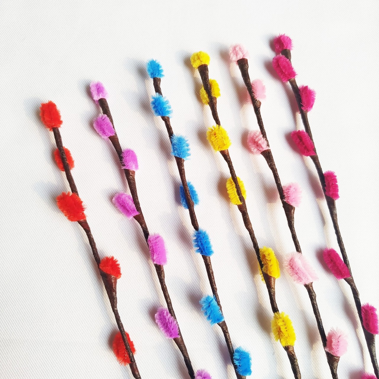 10 cành nụ tầm xuân tết handmade 60cm nụ kép to cực đẹp