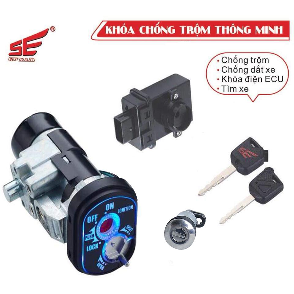 Ổ khóa chống trộm Vision 2012, 2013, 2014 dòng 2 cạnh mặt đèn led, chống trộm siêu cấp, chống dắt xe, tìm xe trong bán kính 50m