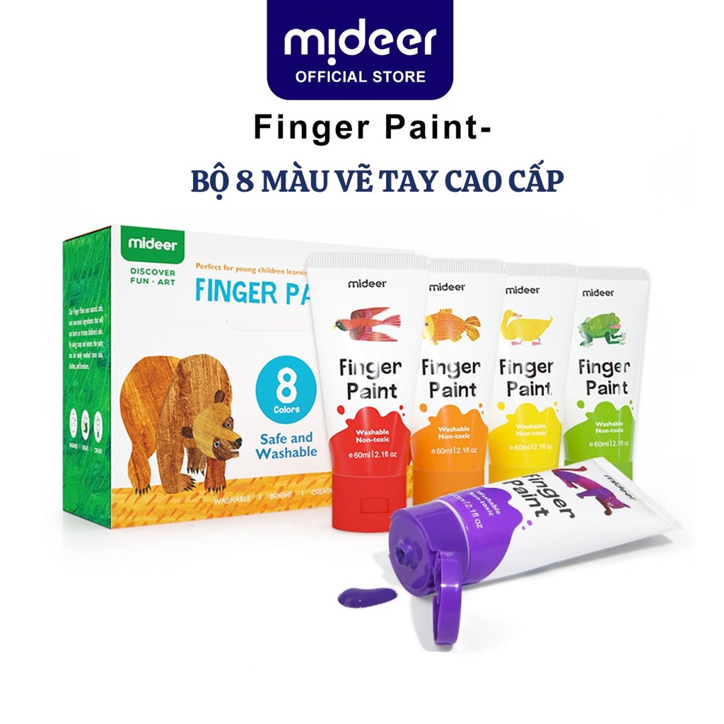 Finger Paint Mideer bộ màu kèm sổ vẽ tay cho bé chính hãng an toàn kèm bộ