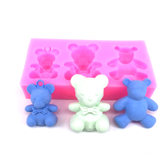 Khuôn rau câu silicon 3D mẫu 3 con Gấu