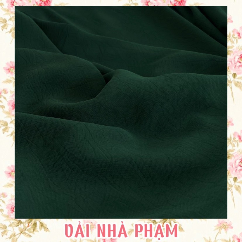 Lụa tằm ý dập gãy màu xanh lá già - khổ 1.5m - vải nhà phạm