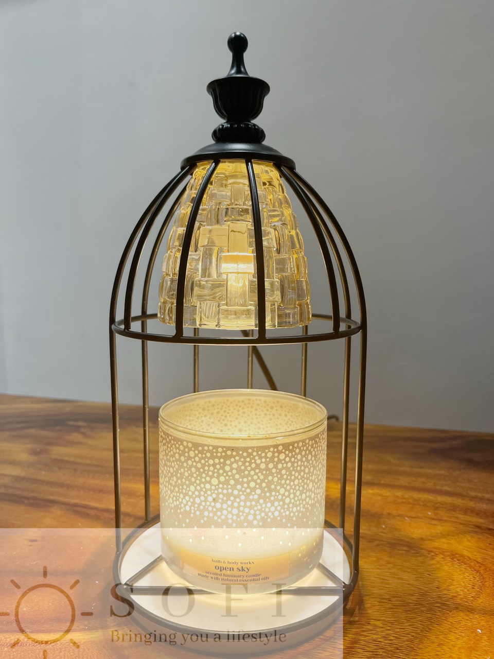 Đèn đốt nến đế đá - Mẫu Lông Chim Sang Trọng- Candle Warmer