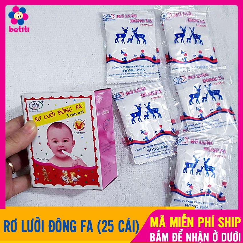 [Hoàn tiền 6%] Rơ Lưỡi Cho Trẻ Sơ Sinh ĐÔNG FA Hộp 25 Cái- Tưa Lưỡi Cho Bé Kháng Khuẩn, Tiệt Trùng, An Toàn Cho Trẻ - Rơ Lưỡi Cho Bé, Rơ Lưỡi Cho Trẻ, Đánh Rơ Lưỡi, Ro Luoi, Tua Luoi BETITI - 1 HỘP Tưa Lưỡi Đông Fa