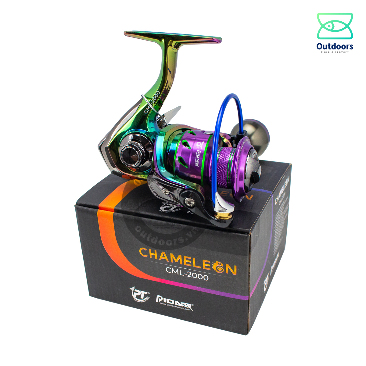Máy câu Pioneer Chameleon CML đủ size full kim loại, chịu tải cao - phiên bản máy câu cá màu sắc "tắc kè hoa"