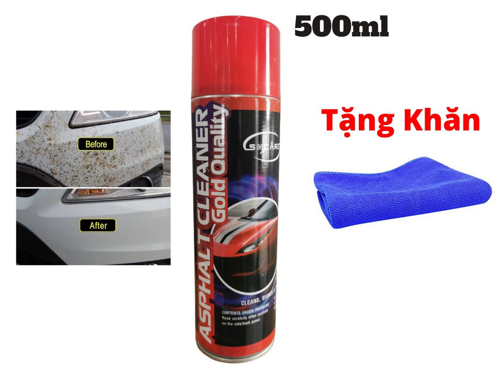 Dung Dịch Tẩy Rửa Nhựa Đường ,Tẩy Băng Keo SOCARE ASPHALT CLEANER 500ml Tặng Khăn