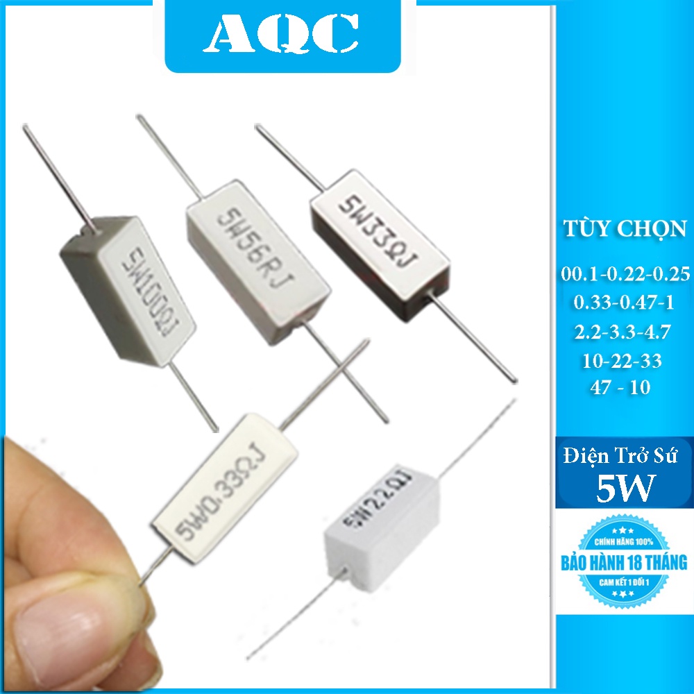 Điện trở sứ 5w loại đẹp nhiều tùy chọn từ 0.1 đến 47