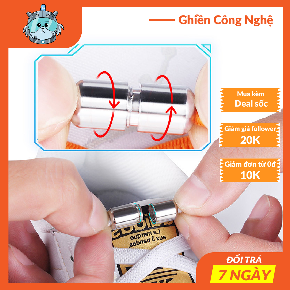 Dây giày chống tuột khóa vặn inox siêu chắc chắn