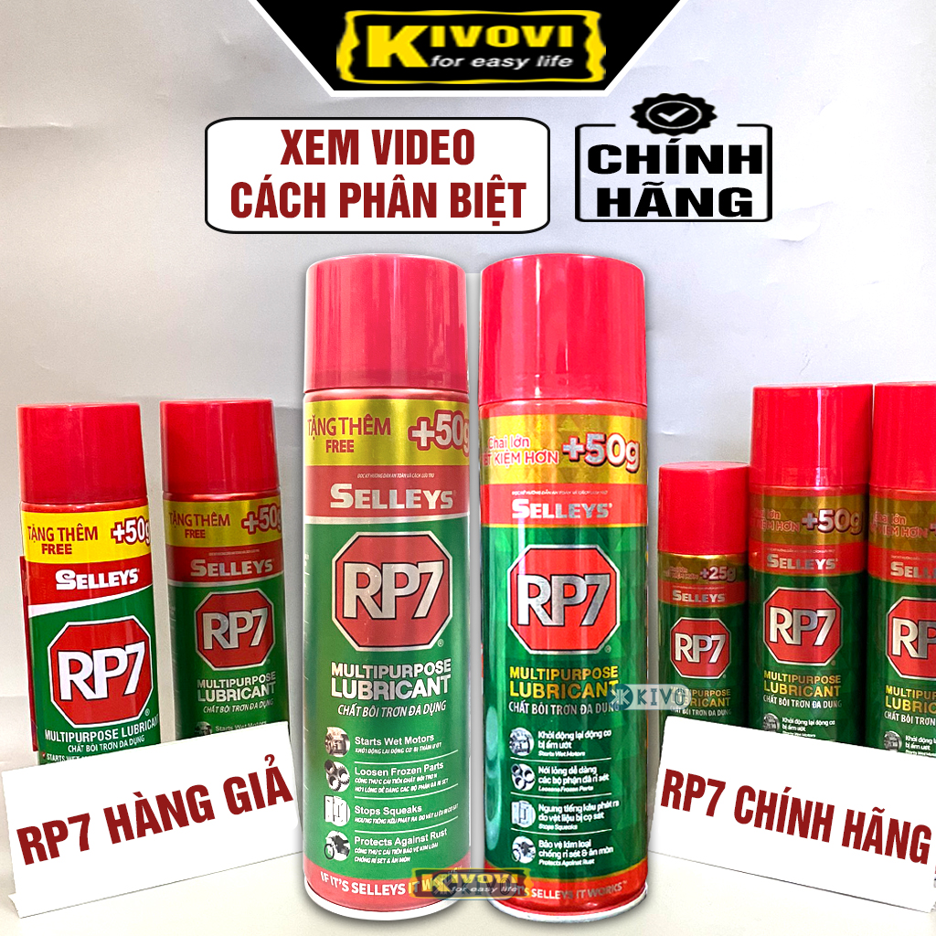 Chai Xịt Chống Rỉ Sét Và Bôi Trơn CHÍNH HIỆU Selleys RP7 350g (493ml) -Chai Xịt Bôi Trơn- Bình Xịt Sên Xích Xe Đạp,Ô Tô, Xe Máy , Quạt, Động Cơ, Vòng Bi, Máy May - Chai Xịt Vệ Sinh Sên Xe - Kivovie Máy, oto-Kivovi